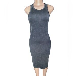 Women’s Ribbed Tank Top dress in the color smoke black. Size L fits your curves